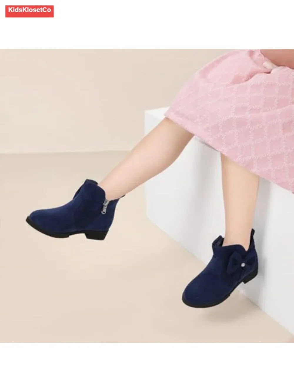 Girls Clara Ankle Boots Pearls Bow Dress Booties with Zipper